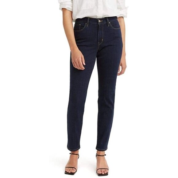 LEVI'S WOMEN'S CLASSIC STRAIGHT MID RISE Dark Wash 16S W33 L30 - Picture 1 of 12